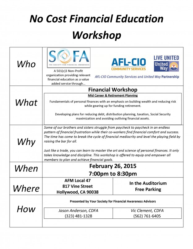 No-Cost Financial Education Workshop | 47 Blog | AFM Local 47