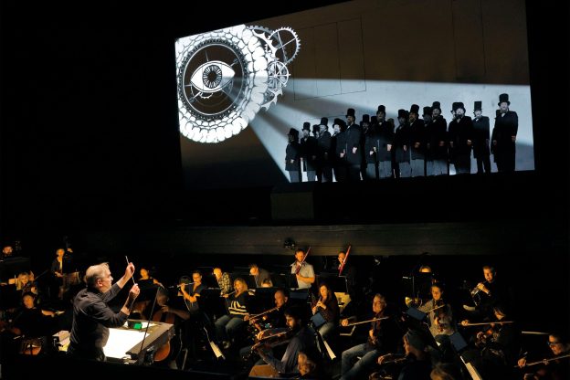 Maestro James Conlon and the LA Opera orchestra rehearsing for his final production, "The Magic Flute."